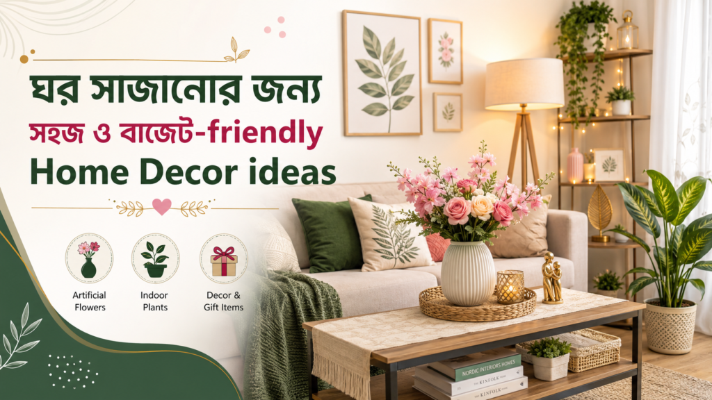 Budget friendly Home Decor ideas with artificial flowers and plants