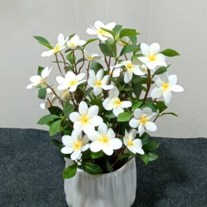 Artificial White Plumeria Flower Plant in White Pot for Home Decor | কৃত্রিম সাদা কাঠগোলাপ ফুল গাছ