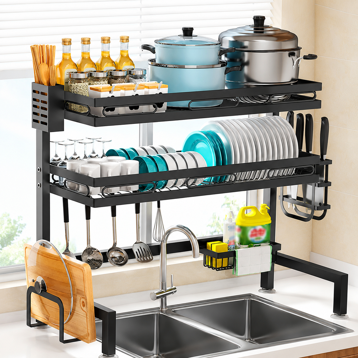 2 Layer Over Sink Organizer Rack for Kitchen Storage in Bangladesh