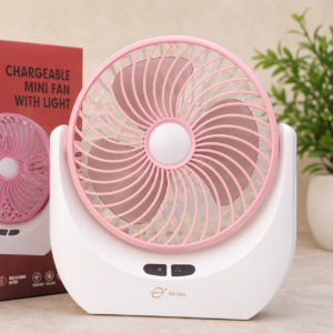 JY Super Rechargeable Mini Table Fan with LED Light in Bangladesh