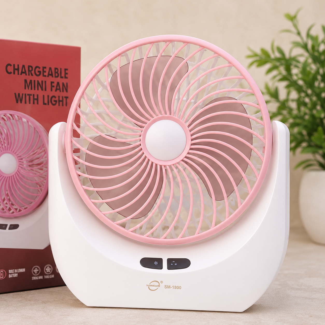 JY Super Rechargeable Mini Table Fan with LED Light in Bangladesh